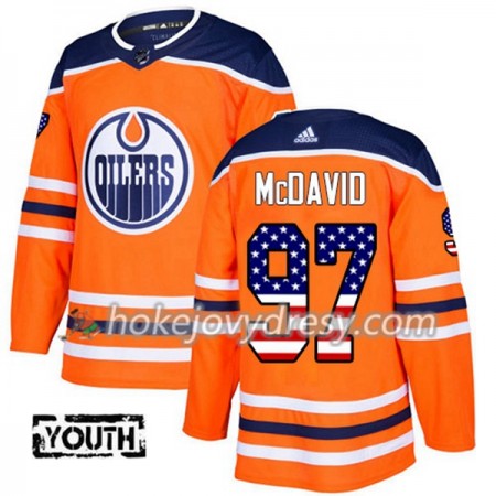 Dětské Hokejový Dres Edmonton Oilers Connor McDavid 97 2017-2018 USA Flag Fashion Oranžová Adidas Authentic